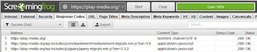 HTTP Status Code 200 - Screaming Frog